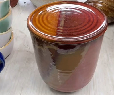 磁州窑粗瓷|铁红釉黄釉杯带盖