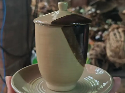 磁州窑粗瓷|奶绿釉杯碟