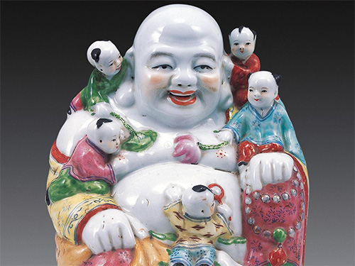 景德镇传统雕塑瓷《五子罗汉》